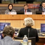 Foto no konferences. Pirmā no kreisās puses: Anna Jaudzema